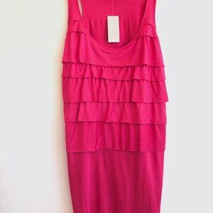 Banana Republic Bright Pink Sleeveless Dress with ruffles NWT - Petite M